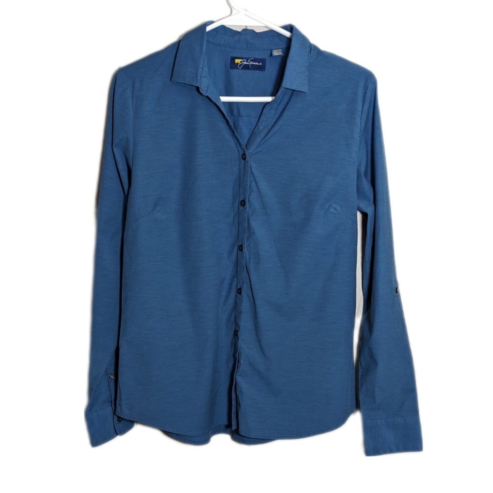 Jack Nicklaus Women's Button Front Medium Shirt Long Sleeve Collared Top